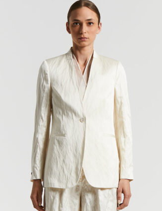 Peserico - Single-breasted blazer in linen crushed satin - Almond white