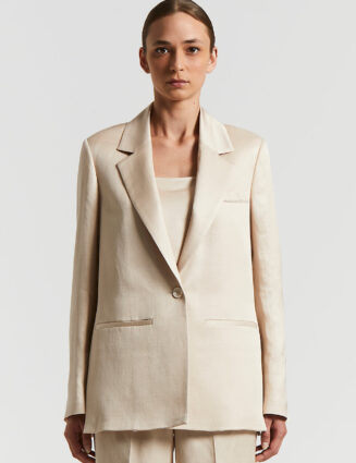 Peserico - Single-breasted blazer in fluid viscose and linen twill - Amber Beige