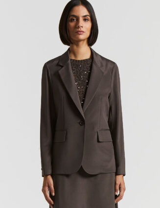 Peserico - Single-breasted blazer in crepe de chine - Ebony