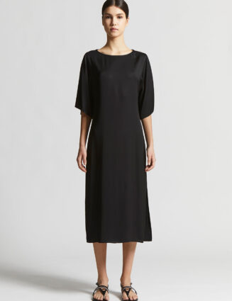 Peserico - Viscose midi dress with Punto Luce - Black