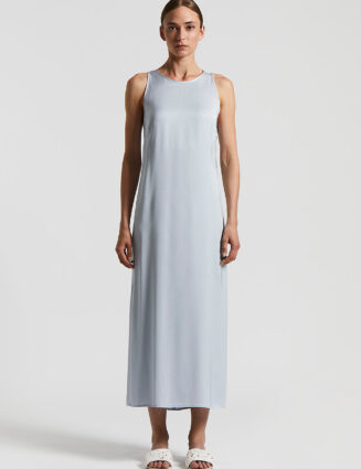 Peserico - Viscose long dress with scoop back - Crystal blue