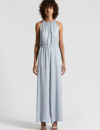 Peserico - Viscose jumpsuit with side slit - Crystal blue