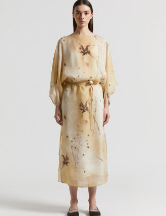 Peserico - Printed voile dress - Amber beige