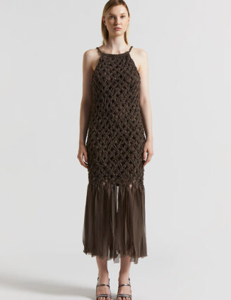 Peserico - Long dress in ultra-light chiffon - Ebony