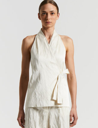 Peserico - Linen cotton crushed satin waistcoat - Almond white