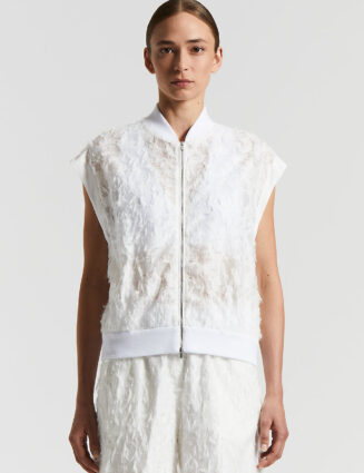 Peserico - Fil coupé organza bimaterial bomber jacket - Cloud white