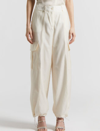 Peserico - Silk and cotton organza trousers - Quartz sand