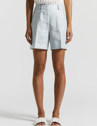 Peserico - Linen cotton Lurex fabric shorts - Crystal blue