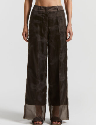 Peserico - Organza and satin doubled trousers - Ebony