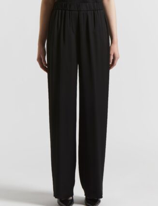 Peserico - Viscose satin palazzo trousers - Black
