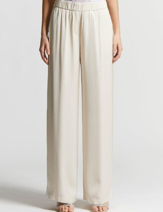 Peserico - Viscose satin palazzo trousers - Almond white