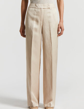 Peserico - Fluid viscose linen twill trousers - Amber Beige