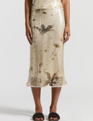 Peserico - Sequined Lurex net midi skirt - Quartz sand