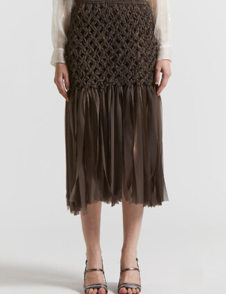 Peserico - Hand-woven skirt in ultra lightweight chiffon - Ebony