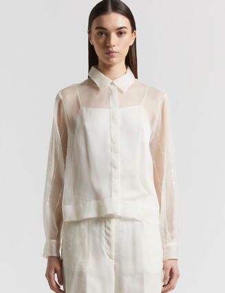 Peserico - Silk-blend organza shirt - Almond white