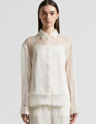Peserico - Shirt in lightweight technical silk organza - Almond white