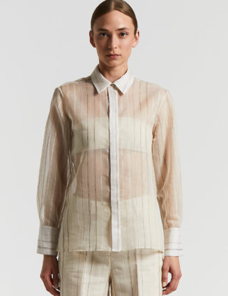 Peserico - Striped cotton silk organza shirt - Ebony