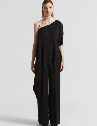 Peserico - Asymmetrical viscose one-shoulder top - Black