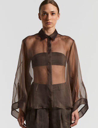 Peserico - Oversize shirt in technical silk organza - Ebony