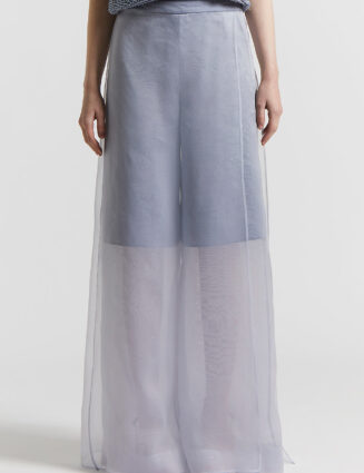 Peserico - Long skirt in lightweight silk organza - Crystal blue
