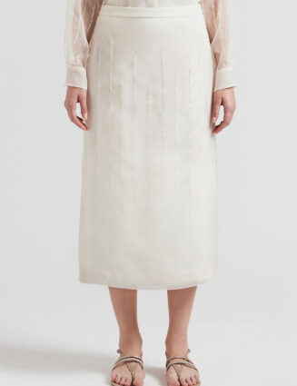 Peserico - Silk organza midi skirt - Almond white