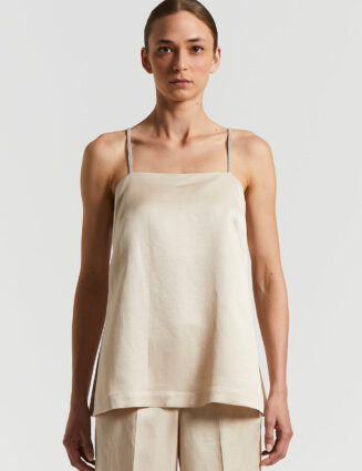Peserico - Fluid viscose and linen twill top - Amber Beige