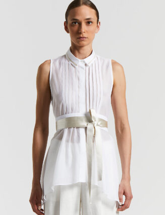 Peserico - Sleeveless shirt in silk and cotton organza - White