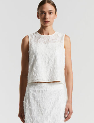 Peserico - Fil coupé organza top - Cloud white