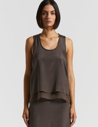 Peserico - Chiffon crepe de chine top - Ebony