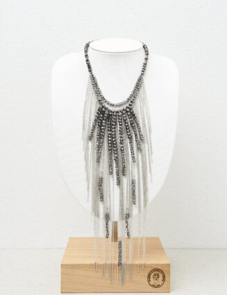 Peserico - Fan-effect plastron necklace - Ebony
