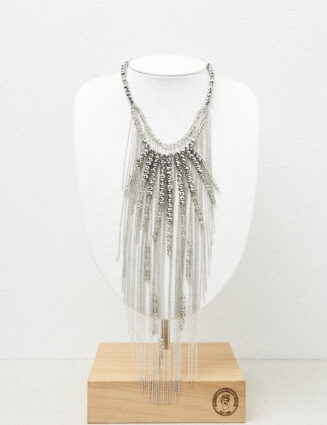 Peserico - Fan-effect plastron necklace - Gray