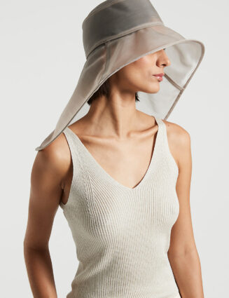 Peserico - Asymmetrical semi-transparent hat - Amber Beige