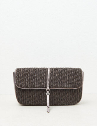 Peserico - Clutch in woven straw fabric - Ebony