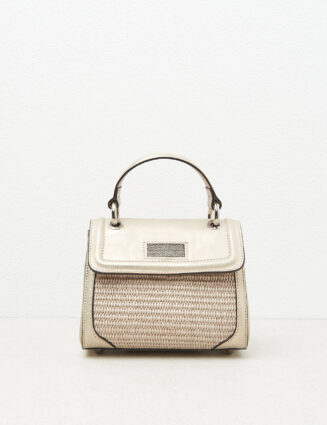 Peserico - Bi-material mini bag with Punto Luce - Quartz sand