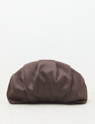 Peserico - Satin and organza fabric clutch - Ebony