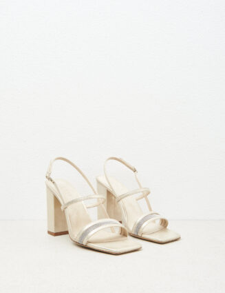 Peserico - Heeled leather sandal with Punto Luce - Quartz sand