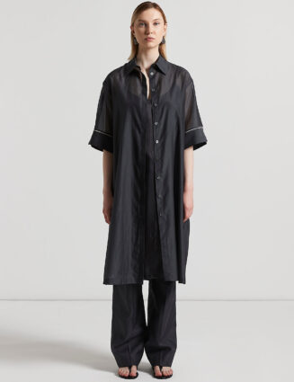 Peserico - Cotton organza and silk organza midi shirt - Smoke Grey