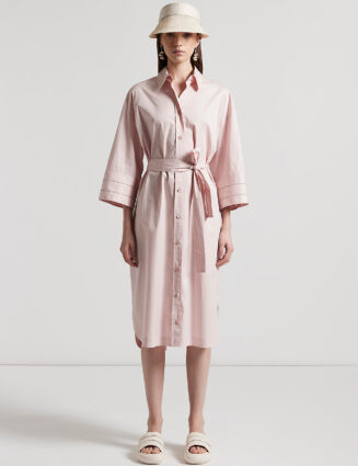 Peserico - Chemisier dress in light stretch cotton satin - Aurora
