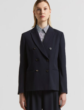 Peserico - Double-breasted blazer in crepe cady - Space blue