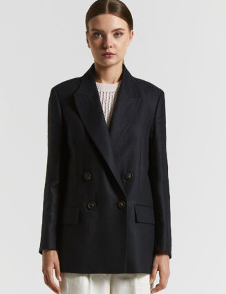 Peserico - Pure linen double-breasted blazer - Abyss