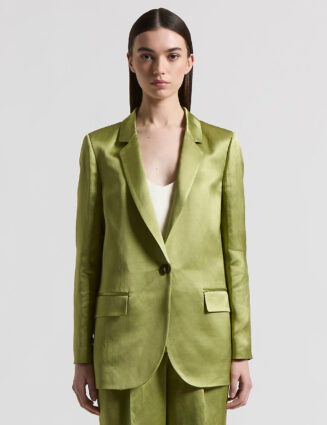 Peserico - Single-breasted viscose and linen satin blazer - Cedar
