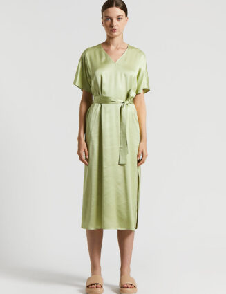 Peserico - Flowing viscose satin midi dress - Aloe