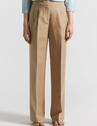 Peserico - Linen and viscose diagonal trousers - Desert