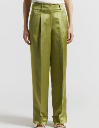Peserico - Viscose and linen satin trousers - Cedar