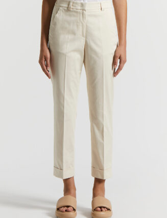 Peserico - Stretch cotton satin trousers - Quartz sand