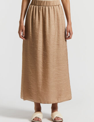 Peserico - Long skirt in fluid organza with wet effect - Desert