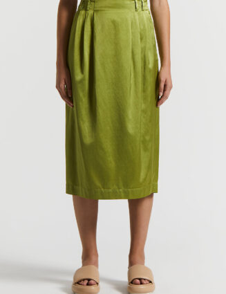 Peserico - Viscose-cotton blend satin pencil skirt - Cedar