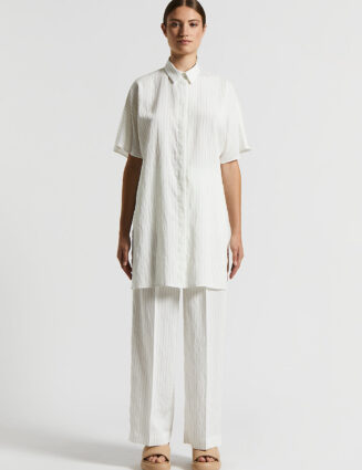 Peserico - Fluid pinstripe modal blend poplin shirt - Cedar