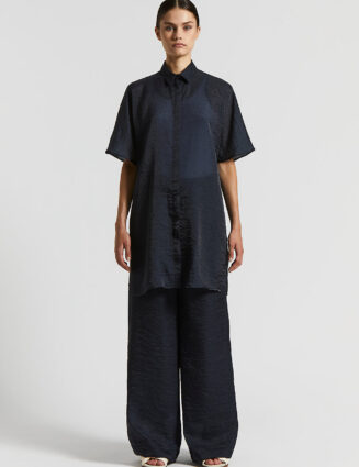 Peserico - Fluid organza shirt with wet effect - Space blue