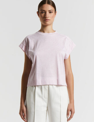 Peserico - Pure melange striped cotton jersey shirt - Cherry blossom